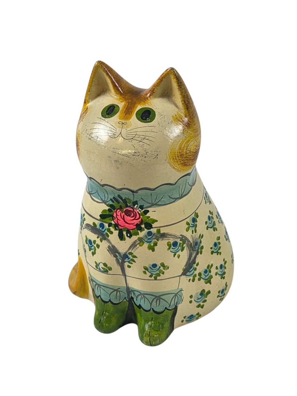 House of Hull Catz Hand Painted Ceramic Cat Statue 7"h